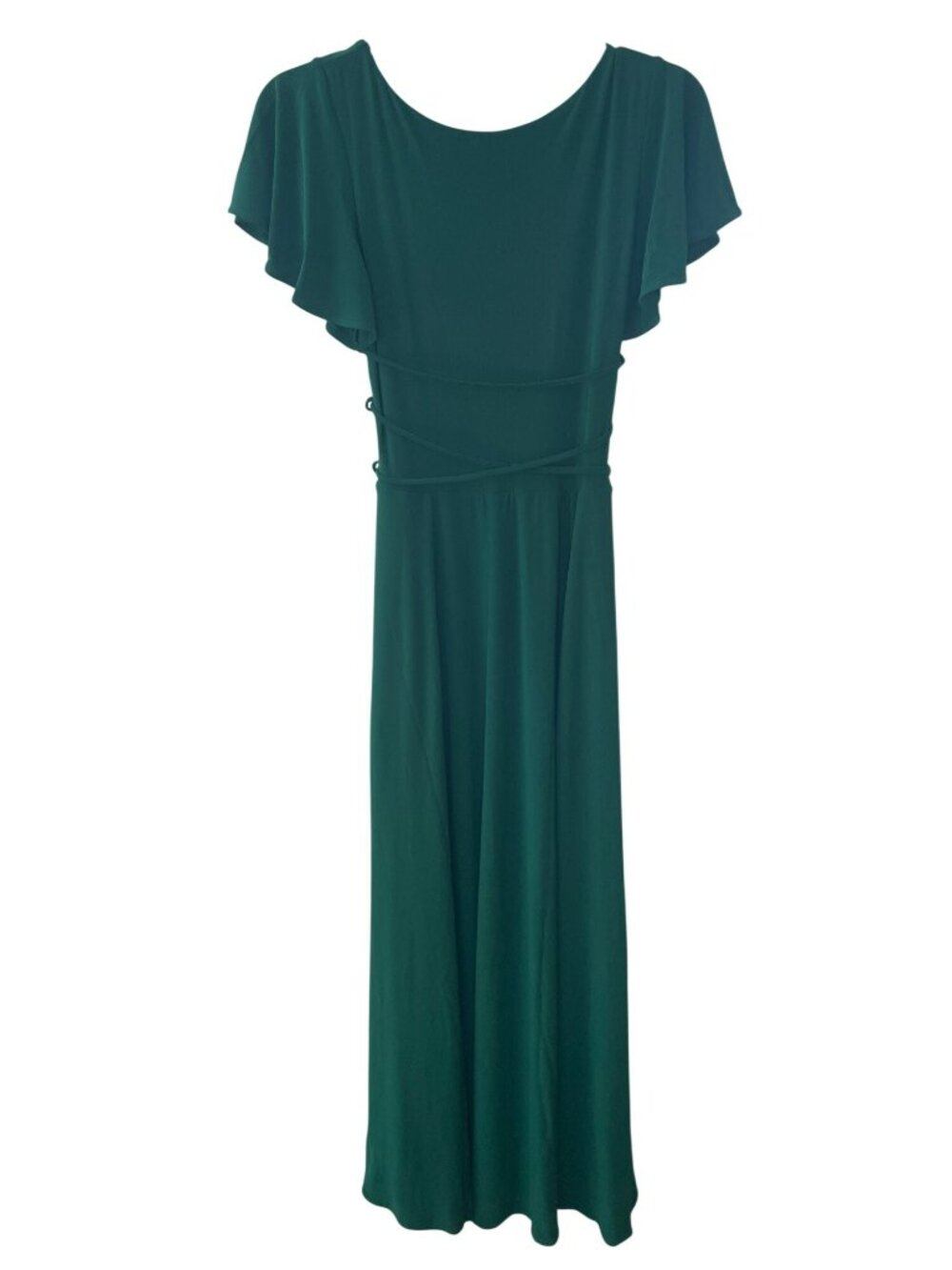 AYM Ava Maxi Dress Green Flutter Slip Sleeve Wrap Tie Detail Women's Sz S NWT - Picture 2 of 10